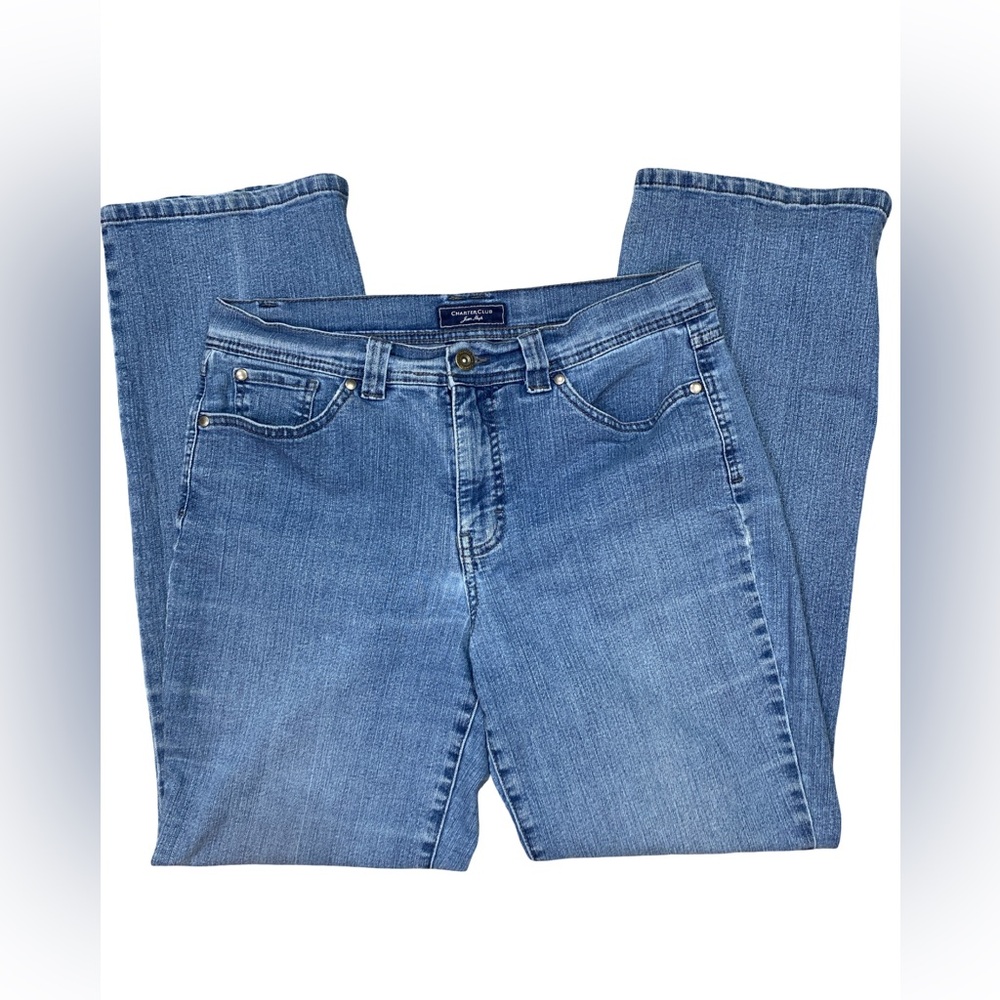 Charter Club Curvy Bootcut Jeans Size 10 Short Light Wash Stretch Denim